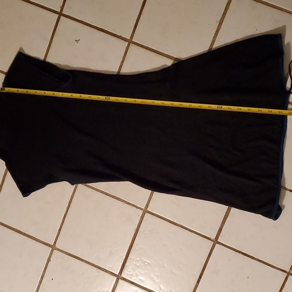AX Armani Exchange Dress Size S black ribbed sweater dress and blue trim - Picture 10 of 11